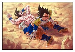 2boys anal_penetration anal_sex bara blood boner cum dragon_ball dragon_ball_z erection fight gay kakavege male male_only muscles muscular ripped ripped_clothes ripped_clothing sex son_goku tagme vegeta yaoi