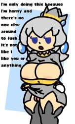 1girls animate_inanimate big_breasts blue_eyes boob_window breast_window breasts clothed clothed_sex clothing crown dialogue dress dress_lift earrings english_text female kersti leggings legokoopa_(artist) mario mario_(series) outercourse paper_mario paper_mario:_sticker_star short_hair skirt_lift standing stockings text thick_thighs thigh_sex thighhighs thighs