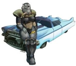 1girls alpha_channel armor car clothed fallout female female_only helmet huge_ass huge_breasts human masked masked_female original_character power_armor power_armor_(fallout) pussy sharketype t60_(fallout) thick_thighs wide_hips