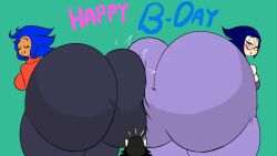 1boy 2girls animated ass ass_built_separately baws_(bawsnsfw) bumping_asses cgthiccart gif huge_ass hyper_ass meat_wall_(body_type) mother_and_daughter nikki_(cgthiccart) ruka_(cgthiccart)