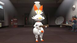 2boys 3d 3d_(artwork) holding hrjj indoors instrument litten male male_only nintendo pokémon_(species) pokemon saiyangoku4_(artist) scorbunny standing