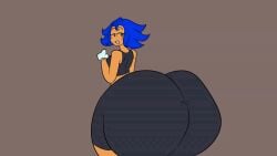 1girls animated ass ass_bigger_than_head blue_hair cgthiccart character_request enormous_ass female female_only huge_ass meat_wall_(body_type) shaking_butt simple_background solo