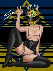 cat_ears celty_sturluson durarara!! latex motorcycle_helmet nail_polish peace_sign stickers tagme