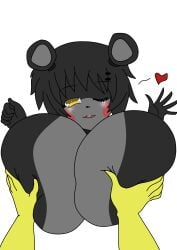 anime busty_female cwacky3 female five_nights_at_freddy's five_nights_in_anime fnaf fnaf6 fnia grab grabbing grabbing_breasts grope large_breasts lefty lefty_(fnaf) rule_63