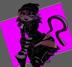 :3 armwear ass big_ass big_butt big_tail black_beanie female female_only fit focus fortnite goth_girl meow_skulls_(fortnite) orange_fur straps tease teasing thick thick_thighs thighs xexeezy