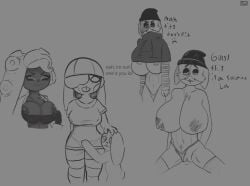 big_breasts bunny catgirl dark-skinned_female hamonikafe hamonikafe_(character) huge_breasts marina_(splatoon) meow_skulls_(fortnite) multiple_girls octoling octoling_girl see-through_clothing small_breasts smaller_male teztaz tomboy vaginal_penetration