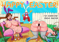 1boy 2girls after_anal after_sex after_vaginal ahe_gao all_fours anthro anus areolae ass bent_over big_ass big_breasts breasts breath brown_hair bunny_ears chubby clothed clothing cum cum_in_pussy cum_inside cum_on_breasts easter easter_bunny easter_egg egg female furry gaping gaping_anus glasses hair heavy_breathing high_heels huge_ass huge_breasts human interspecies lagomorph large_breasts larger_female male mammal multiple_girls nipples nude open_mouth pussy rabbit razter size_difference smaller_male squatting steamy_breath thick_thighs thighhighs white_fur wide_hips yellow_eyes