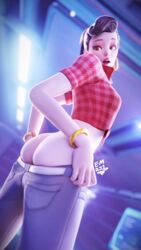 1girls 3d alternate_costume asian ass big_ass bimbo blender bracelet brown_hair cruiser_d.va d.va dat_ass effectsmaster231 eyeshadow female female_only hoop_earrings lipstick makeup overwatch pale_skin solo