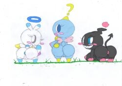 2018 3girls ass blush blush_lines blush_stickers bottom_heavy breasts chao_(sonic) dark_chao female female_only furry hero_chao no_humans non-human non-human_only one_eye_closed plump plump_ass shortstack sonic_(series) sonic_adventure_2 tagme winking_at_viewer