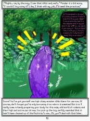 absurd_res dialogue dildo grass hi_res no_visible_face not_furry plant rodent_powered_(softestpuffss) sex_toy shadow shimmering softestpuffss speech_bubble text tree twitching