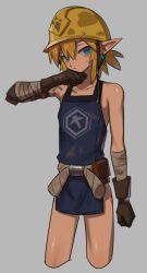 1boy blonde_hair elf_ears femboy hard_hat hylian hylian_ears kokekokeimo link long_hair male male_focus male_only pointy_ears tagme the_legend_of_zelda