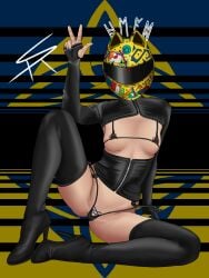 cat_ears celty_sturluson durarara!! latex motorcycle_helmet nail_polish peace_sign stickers tagme