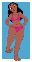 1girls barefoot bikini black_hair dark-skinned_female dark_skin disney feet female gfd43 lilo_and_stitch nani_pelekai