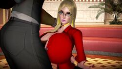 1boy 1girls 3d animated asymmetrical_hair big_breasts black_skirt bouncing_breasts breast_focus breasts bursting_breasts classy cleavage clothed cross curvy dark-skinned_male dark_skin female finalheaven2 full_cleavage glasses honey_select hourglass_figure huge_breasts hyper_breasts interracial large_breasts large_penis long_hair male megane necklace paizuri pearl_necklace pencil_skirt penis skirt swinging_breasts thin_waist wasp_waist white_hair white_skin wide_hips