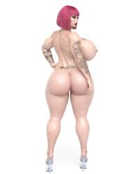 3d arm_tattoo big_breasts bob_cut bobbywhore busty curvy enormous_breasts fat_ass gigantic_ass gigantic_breasts high_heels huge_ass huge_breasts pink_hair platform_heels thick thick_ass thick_thighs tramp_stamp voluptuous voluptuous_female