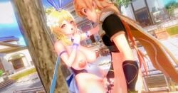 1boy 1girls 3d aether_(genshin_impact) big_breasts blonde_hair brother_and_sister bunnysuit censored fat_ass genshin_impact holding horny_female incest koikatsu koro22 lumine_(genshin_impact) mihoyo penetration pleasure_face sex straight thick_thighs twincest vaginal_penetration vaginal_sex