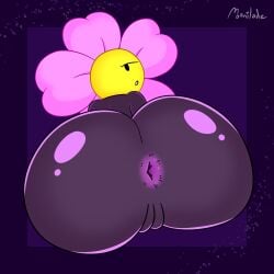 anus ass ass_focus back_view battle_for_dream_island bedroom_eyes big_ass flower_(bfdi) huge_ass looking_at_viewer looking_back moonilade object_shows pussy shiny_skin simple_background sitting spread_anus