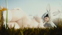 1girls 3d blender breasts female female_only nier nier:_automata nipples solo yorha_2b
