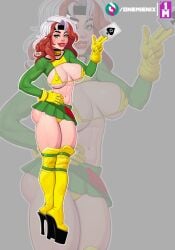 1girls 2024 2d 2d_(artwork) anna_marie belt bimbo brown_hair brunette_hair card cosplay curvy dat_ass female female_only gloves green_clothing green_eyes high_heels holding holding_object hourglass_figure human human_only light-skinned_female light_skin marvel marvel_comics onemienix platform_heels queen_of_spades rogue_(x-men) skimpy skimpy_bikini skimpy_clothes skirt smiling smiling_at_viewer solo superheroine tagme teeth white_hair white_streak x-men yellow_clothing