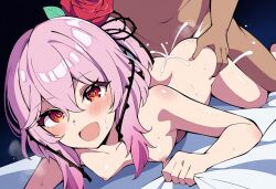 ai_generated breasts cum cum_inside female female_focus naked naked_female nijisanji nijisanji_en nude nude_female pink_hair red_eyes rosemi_lovelock small_breasts virtual_youtuber