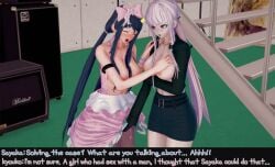 2girls 3d breasts danganronpa danganronpa:_trigger_happy_havoc danganronpa_1 english_text exposed_breasts female female_only fingering fingering_partner groping groping_breasts human kirigiri_kyouko koikatsu large_breasts large_breasts_lesbian leon_(artist) maizono_sayaka multiple_girls text yuri