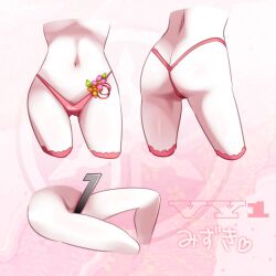 ass caffein character_name close-up female flower japanese_text multiple_views panties parody pink_panties pun text thong translated underwear vocaloid vy1