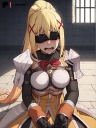 1girls ai_generated ainoob17 armor blindfold blonde_hair bondage darkness_(konosuba) dustiness_ford_latatina female kono_subarashii_sekai_ni_shukufuku_wo! ponytail rope rope_bondage solo stable_diffusion tagme tied