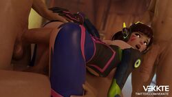 1girls 3boys 3d alternate_costume anal anal_sex ass big_penis blender d.va double_penetration erection female huge_cock male nano_d.va overwatch penis sex vaginal_penetration vekkte