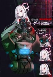 army_uniform blue_archive brainwashing corruption enemy_conversion japanese_text kei_(blue_archive) kei_(new_body)_(blue_archive) robot robot_girl screen_face tagme translation_request yabaiviper