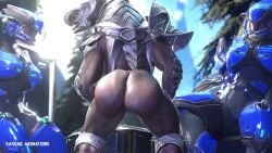 3d 3d_animation 3girls alien alien_girl animated arbiter armor ass ass_shake big_ass bouncing_ass bubble_butt clothing dat_ass fat_ass female female_only female_sangheili halo_(series) huge_ass jiggle jiggling_ass kasdaq large_ass looking_at_viewer looking_back no_humans no_sound nude nude_underneath pussy rule_63 sangheili thick_ass thick_thighs twerking video watching wide_hips