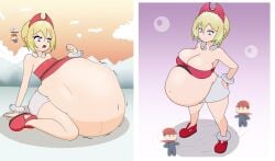 1girl1boy 1girls after_vore angry annoyed background_character bbw big_belly big_breasts blonde_hair blue_eyes bracelet braviary breast_expansion chibi cleavage colored colored_nails curious digestion flying hair_accessory hills implied_vore irida_(pokemon) justapotato meme pokemon pokemon_legends:_arceus post_vore pot_belly rei_(pokemon) sequence shorts simple_background size_difference small_breasts stomach_bulge tagme thick_thighs thigh_expansion unseen_character vore vore_belly weight_gain wide_hips