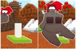 autumn big_breasts big_nipples blocky_body camping campsite chubby chubby_female curiosity cushion dialogue dildo end_rod freckles freckles_on_breasts freckles_on_face freckles_on_shoulders freckles_on_thighs heart heart_symbol holding holding_object microsoft minecraft mojang orange_background orgasm red_hair ruby_(zoyeensadart) sex_toy sharp_teeth sitting_on_dildo square_(anatomy) touching_breast xbox_game_studios zoyeensadart