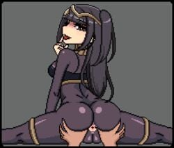 animated anus ass ass_shake black_hair bodystocking bouncing_breasts breasts brown_eyes cameltoe erowolf fire_emblem fire_emblem_awakening intelligent_systems jewelry lips lowres nintendo pixel_art spread_anus spread_ass tharja_(fire_emblem) thighs tiara tongue twintails uncensored