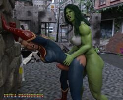 2futas 3d ass big_breasts blonde_hair breasts captain_marvel carol_danvers defeated dickgirl erection from_behind futa_on_futa futa_only futa_with_futa futafighters futanari green_hair green_skin huge_cock intersex marvel marvel_comics muscle muscular_futanari nude penis ripped_clothing sex she-hulk veiny_penis