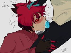 alastor_(hazbin_hotel) blowjob blush cum cum_in_mouth gay hair_grab hazbin_hotel oral sucking vox_(hazbin_hotel) yaoi