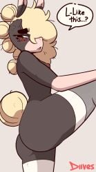 1girls 2d 2d_animation animated animated animated anthro ass big_ass blonde_hair clothing dialogue diives female female_only freckles jiggle jiggling_ass legwear looking_at_viewer panties talking_to_viewer tang_(diives) text thick_thighs twerking wide_hips xingzuo_temple