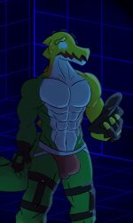 alligator anthro anthro_only biceps bulge cloted clothing cowboy cowboy_hat crocodile crocodilian crocodylid glitch_productions green_body green_scales green_skin gummigoo_(the_amazing_digital_circus) hat male male_only reptile sad scalie solo some_shiba the_amazing_digital_circus underwear