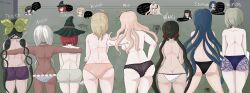 8girls akamatsu_kaede alternate_version_available ass ball_monokuma behind_view chabashira_tenko danganronpa danganronpa_v3 dark-skinned_female female_only harukawa_maki iruma_miu karlometer monokuma multiple_girls shirogane_tsumugi shortstack thick_ass topless topless_female toujou_kirumi yonaga_angie yumeno_himiko