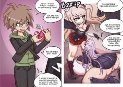 1boy 1futa 1girls blazer blonde_hair blue_eyes boots bottomless bow bra breasts brown_eyes brown_hair button_down_shirt cheating cheating_girlfriend chocovenus_(body_type) cleavage clothed clothing commissioner_upload cucked_by_futa cuckold danganronpa danganronpa:_trigger_happy_havoc dialogue dvd english_dialogue english_text female filming fully_clothed futa futa_on_female futanari gift gift_box gigantic_breasts heel_boots heeled_boots hoodie huge_ass huge_breasts human izzybsides junko_enoshima kirigiri_kyouko kneeling light-skinned_female light-skinned_futanari light-skinned_male light_skin male mostly_clothed naegi_makoto netorare no_panties ntr pants purple_eyes purple_hair pussy recording skirt standing text tie venus_body