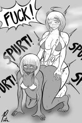 1futa 1girls akamatsu_kaede ass bar_censor big_penis bloated_belly bottomless bottomless_female bottomless_futanari breasts clothed clothing cum cum_in_pussy cumflation danganronpa danganronpa_v3 dark-skinned_female doggy_style duo ejaculation erection female futa_on_female futanari huge_ass human impregnation inflation large_breasts light-skinned_female light-skinned_futanari light_skin low-angle_view monochrome mostly_nude orgasm partially_clothed pontapon rolling_eyes sex thick_ass thick_thighs unwanted_cumshot vaginal_penetration yonaga_angie