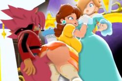 1boy 2girls 3d ace_(blackchaos64) animated anthro blackchaos64 clothing female furry furry_male male male/female mario_(series) no_sound original_character princess_daisy princess_rosalina sex sonic_(series) super_mario_bros. super_mario_galaxy tagme video