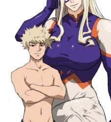 1boy 1futa big_breasts big_penis blonde_hair boku_no_hero_academia breasts bulge clothed clothing duo erection erection_under_clothes fully_clothed futa_is_bigger futa_on_male futa_with_male futanari human katsuki_bakugou large_breasts large_penis larger_female larger_futanari light-skinned_futanari light-skinned_male light_skin male meloune mini_giantess mount_lady my_hero_academia penis short_hair size_difference smaller_male standing yuu_takeyama