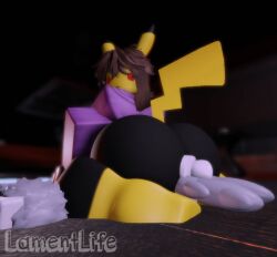 1boy 1female 1girls 1male 3d artist_name ass big_ass facesitting female huge_ass lamentlife male massive_ass massive_butt pikachu_gal roblox robloxian tagme volta_(pikaboobs) watermark