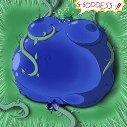 big_breasts big_hips blue_body blueberry blueberry_inflation enjoying_expansion female image inflation sunken_head sunken_limbs