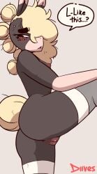 1girls 2d 2d_animation animated anthro ass big_ass blonde_hair clothing dialogue diives edit edited female female_only freckles jiggle jiggling_ass legwear looking_at_viewer panties talking_to_viewer tang_(diives) text thick_thighs third-party_edit twerking wide_hips xingzuo_temple