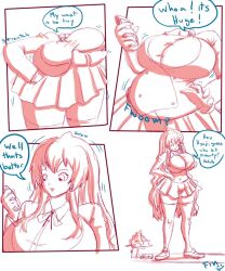 aisaka_taiga ass_expansion breast_expansion comic_page giantess growth huge_breasts monochrome sketch_page solo toradora! tsuyoshi-kun uneven_growth