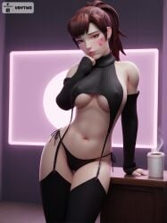 ai_generated alternate_costume blizzard_entertainment d.va female female_only looking_at_viewer overwatch overwatch_2 pose solo solo_female tagme underboob vbytwo