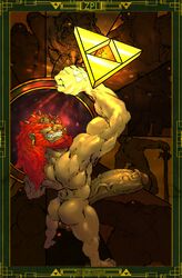 boner erection full_triforce ganondorf huge_cock hyrule_warriors male_only muscular muscular_male naked nude red_hair solo solo_male the_legend_of_zelda triforce triforce_mark veiny_penis yaoi zenpei