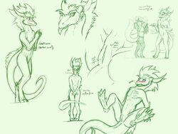 ambiguous_gender anthro blush canid canine clothing cuntboy cuntboy_sans_balls digitigrade dragon drayke_eternity flat_chested fox herm hermaphrodite hindpaw horn intersex legwear looking_at_viewer lying male maleherm mammal mane multi_genitalia on_back paws penis pussy scar slit stockings tongue tongue_out