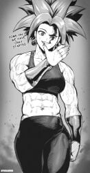 1girls abs big_breasts blood clothed clothing dragon_ball dragon_ball_super english_text female female_focus female_only fit_female hi_res kefla large_breasts long_hair muscles muscular muscular_arms muscular_female muscular_legs muscular_thighs solo solo_female speedl00ver sweat tagme text thick_thighs